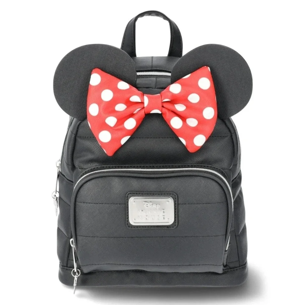 Disney Minnie Mouse Mini Backpack Black Red Polka Dot Bow Fast Forward MCPM28-W